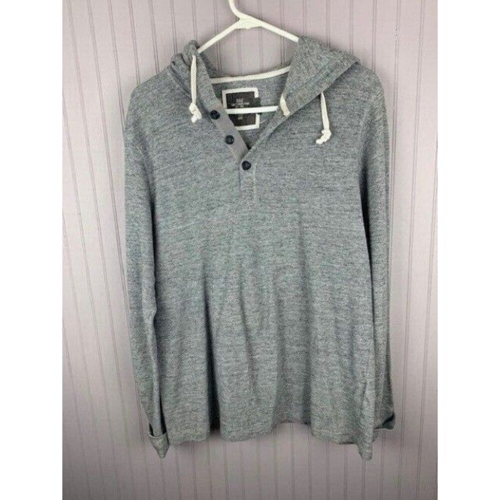 H&M L.O.O.G. Mens Size L Gray Thermal Hoodie Shirt Long Sleeve